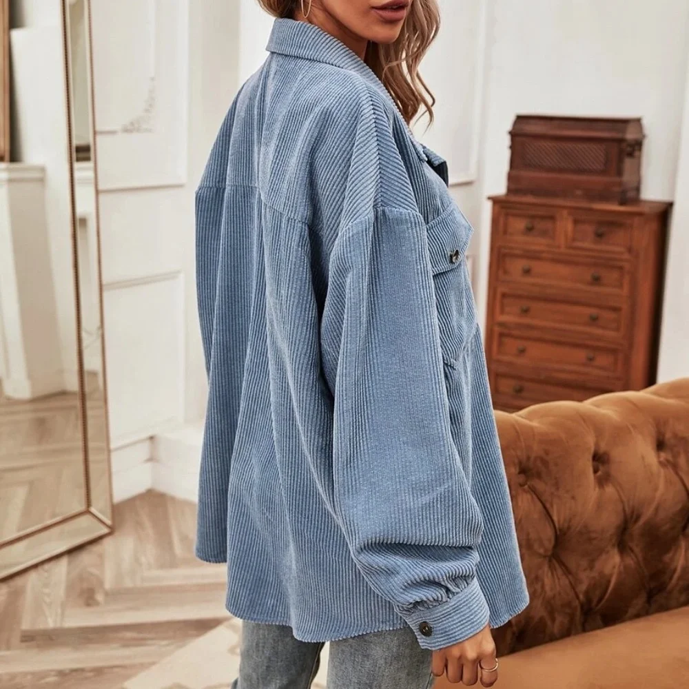 Cozy Button up Corduroy oversized Jacket Shacket - Picture 4 of 5
